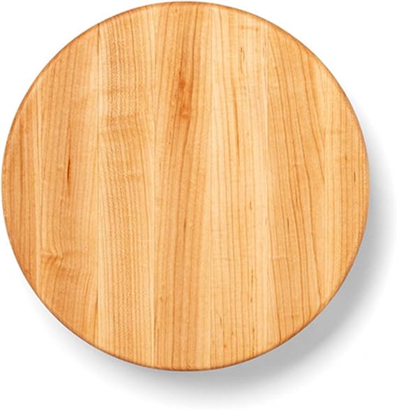 John Boos Block B12R Round Maple Wood Edge Grain Cutting Board with Feet, 12 Inches Round, 1.5 Inches Thick | 1.5 Thick, 12-lb Non-Reversible Butcher Block with Wood Bun Feet & Edge-Grain
