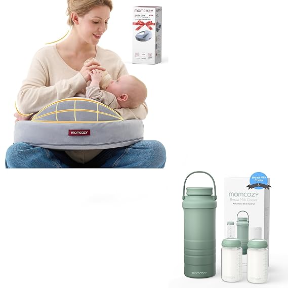 Momcozy Nursing Pillow and 22oz Portable Breast Milk Cooler for Outdoor
