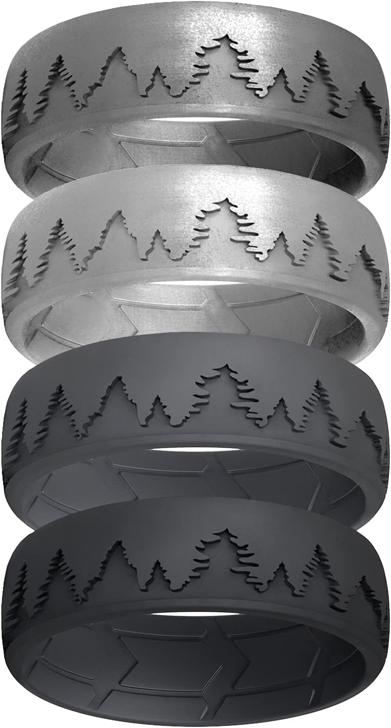 ROQ Silicone Rubber Wedding Ring for Men, Comfort Fit with Enhanced Breathability, Mens Wedding Band, Durable Rubber Engagement Band, Multi Packs, Multi Colors