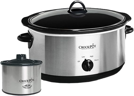 Crockpot SCV803-SS 8-Quart Manual Slow Cooker 16-Ounce Little Dipper Food Warmer Stainless Steel