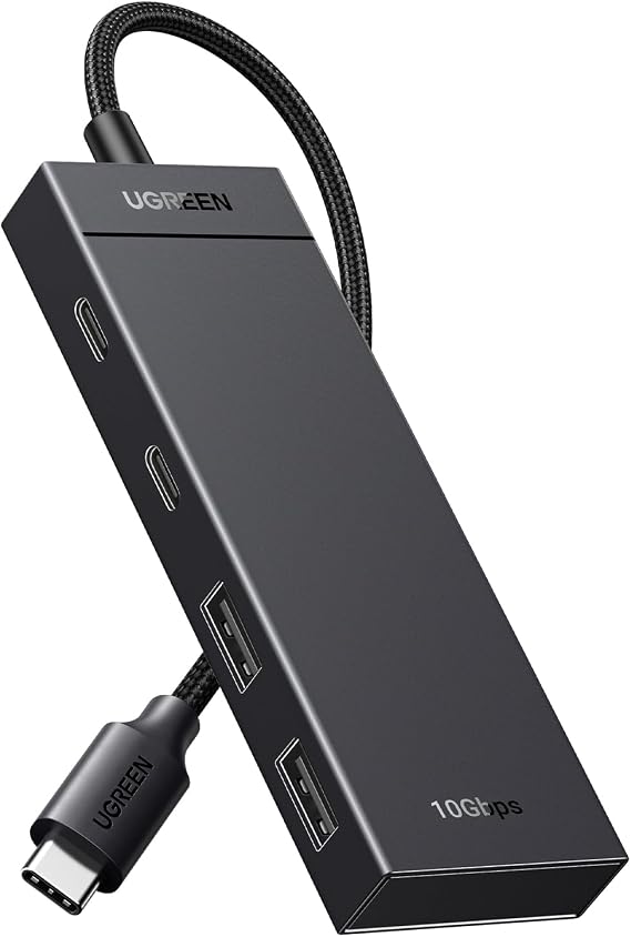UGREEN USB C Hub, 4-in-1 USB 3.2 Adapter, 2 xUSB-C & 2xUSB-A, Aluminum | 10Gbps 4 Ports Splitter Extender for MacBook Pro/Air, iPad Pro, iPhone 17, Galaxy S26, Surface, PC, Laptops and More