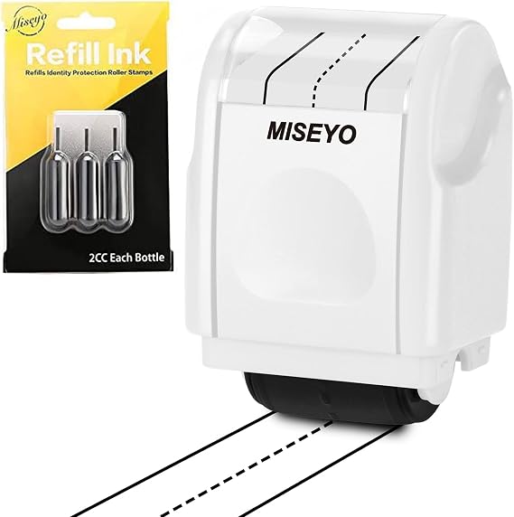 Miseyo Dashed Handwriting Lines Practice Roller Stamp - White with 3 Pack Refill Ink