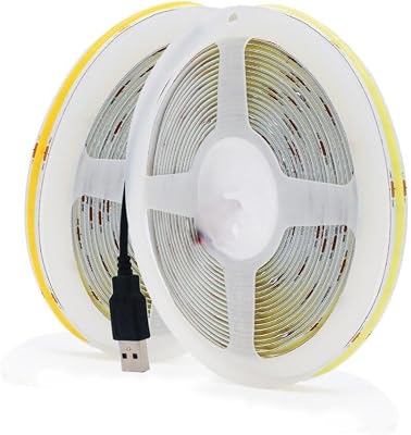 anso USB 5V COB LED Strip Super Thin 8mm 320LEDsm Soft Flexible FOB Light Bar Decor 1 Meters White