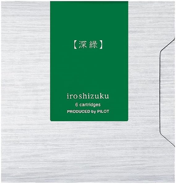Pilot Iroshizuku Fountain Pen Ink Cartridges Shin-ryoku (Deep Green) 6 Pieces IRF-6S-SHR with Kanji Love Sticker