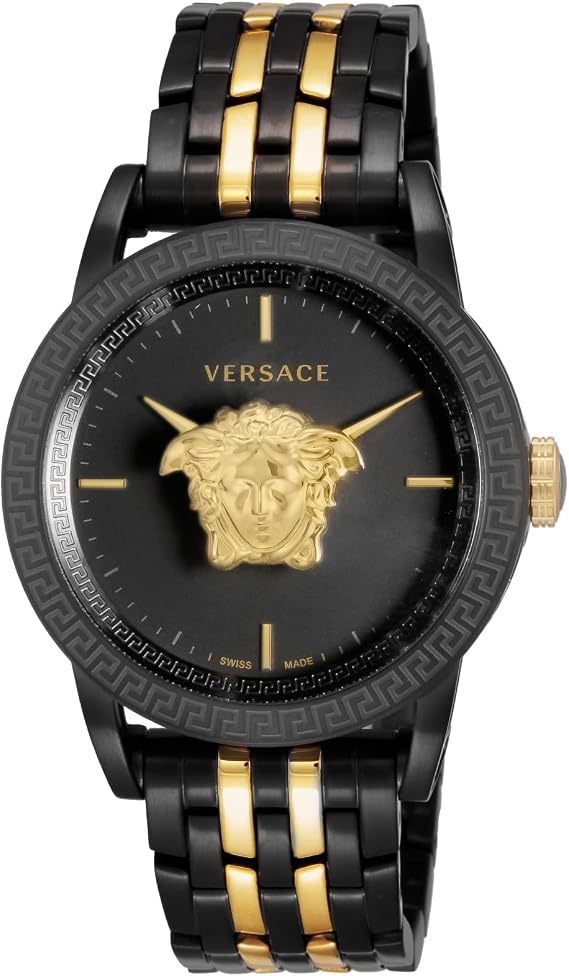 Versace VERD01119 Men's Wristwatch, Palazzo Empire, Black Dial, Stainless Steel, Sapphire Glass, Quartz, 1.7 inches 43 mm, Swiss Watch Verd01119