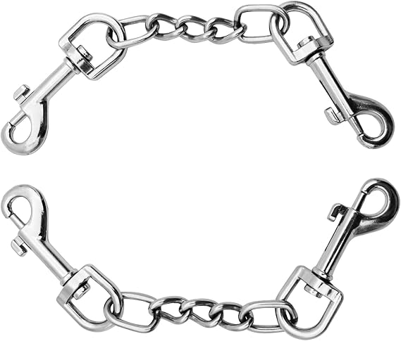 2 Pack Small Dog Collar Heavy Duty Metal Basic Collar for Medium Dogs & Leash Extender for Small Breeds, 6.3" Chew-Proof Double-Ended Connector for Prong Collars, Harnesses & Training