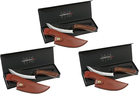Matsato 3 x Chef Knife - Perfect Kitchen Knife with Premium Leather Sheath