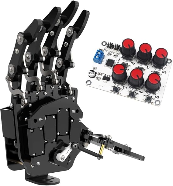 Right Robot Hand with 6 Channel Servo Tester, Robot Hand Five Fingers Solely Movement Bionic Robot Mechanical Arm DIY