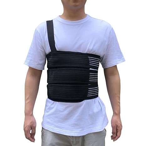 Rib Belt Chest Binder for Broken Injury Ribs, Elastic Rib Brace Compression Support to Reduce Rib Cage Pain, Fractured, Dislocated and Post-Surgery Ribs (S (25" to 33"))