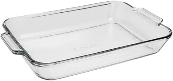 Anchor Hocking 81935OBL11 Oven Basics Bake Dish, 3 quart, Clear | Clear Tempered Glass | Fill Line Indicator | Easy Grip Handles | Oven Safe Up To 425F | Dishwasher Microwave Safe