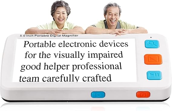 Handheld Portable Digital Reading Magnifier - Electronic Reading Aid with 5" LCD Screen - Low Vision Auxiliary Provides 4X to 32X Text Magnification