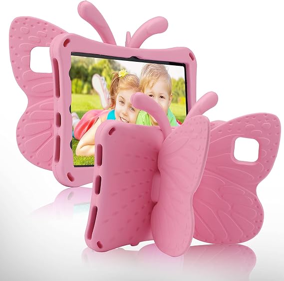 iPad 10.2 Tablet Case Kids,iPad 10.2 7 8 9 Butterfly Case with Kickstand Light EVA Full Boby Drop Protective Rugged Shockproof Kid-Proof iPad 7 8 9 iPad 10.2 Kid Tablet Case for Girl Kid Gift (Pink)