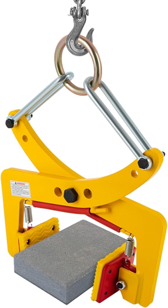 Lifting Clamp Stone Lifting Clamps for Lifting and Installing Concrete Blocks Granite Slabs Timber Heavy Duty Lifting Clamps 617 lbs Tensile Strength with Lifting Ring, Yellow, Red