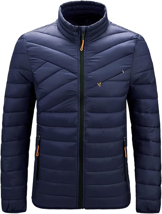 Men Puffer Jacket Packable Lightweight Winter Coats Warm Zip Up Down Jackets Insulated Quilted Coat with Pockets