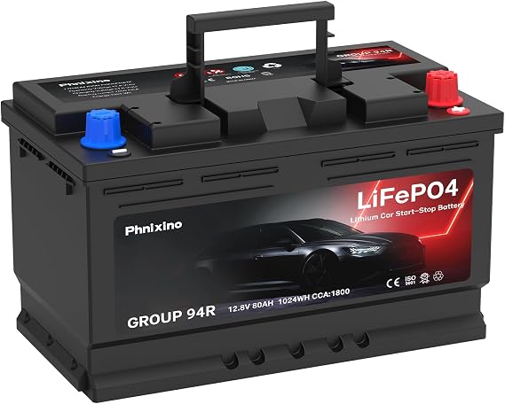 Lithium Car Battery BCI Group 94R (H7) 12V 80Ah LiFePO4 1800CCA