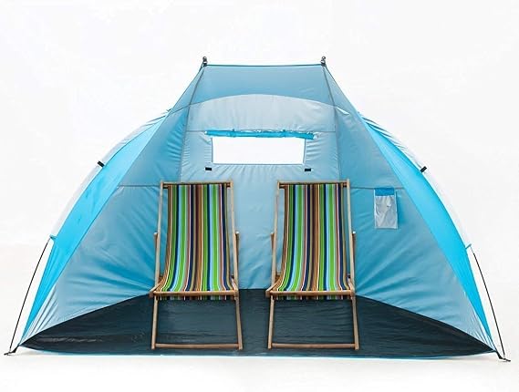 Outdoors Easy Up Beach Cabana Tent Sun Shelter, Deluxe Large for 4 Perso (Blue)
