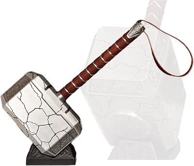 Sword Valley Thors Hammer with Base - Luminous Version - Nordic Storm Glowing Hammer, 1:1 Full Metal Custom with Lightning FX, Includes Display Stand, 44.5cm17.5 Collectible