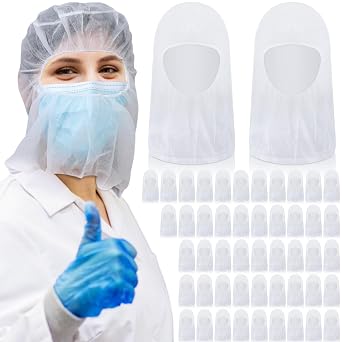 Yahenda 200 Pcs Disposable Hair Nets,Bouffant Hoods, Full Face Beard Hair Net for Food Service Workers, Lab, Cooking