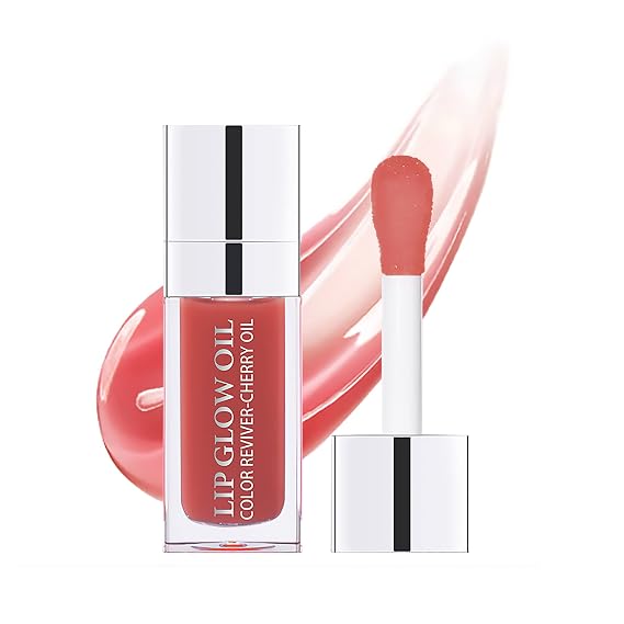 Hydrating Lip Glow Oil, Moisturizing Lip Gloss, Plumping Lip Oil, Non-Sticky Long Lasting Gloss, Transparent Lip Oil Tinted, Reduce lip lines