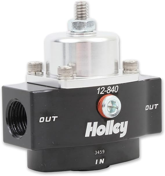 Holley 12-840 4.5-9 PSI Adjustable Billet Fuel Pressure Regulator with 3/8" NTP Ports,Black Anodized