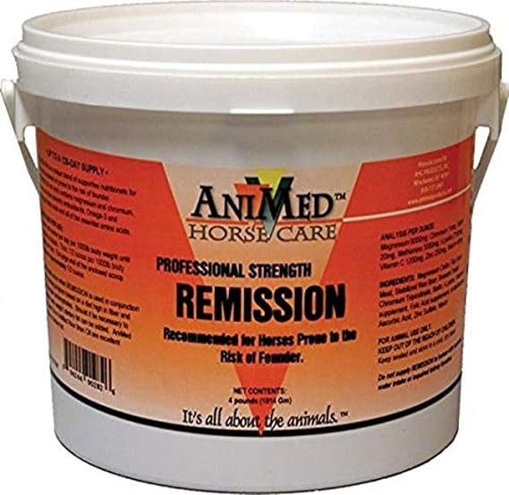 AniMed Remission 4 lbs - Comprehensive Nutritional Support for Horses with Metabolic Issues, Probiotics, and Essential Nutrients for Hoof Health, Gut Health, and Overall Well-Being