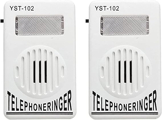2 Pack Socket Loud Telephone Ring Speaker Bell Ringer and Ringtone Amplifier 95db Volume Enhancer for Landline Telephone with Flashing Light