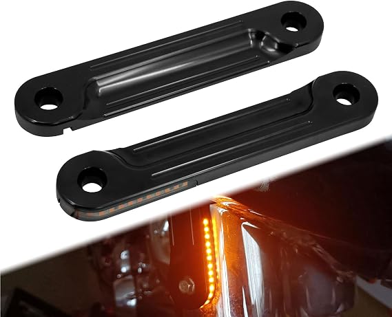Front LED Flush Fork Turn Signals Light Running Light Brackets Fit for Harley Touring Road King Street Gilde Electra Glide Ultra Limited 1998-2025 (Black)