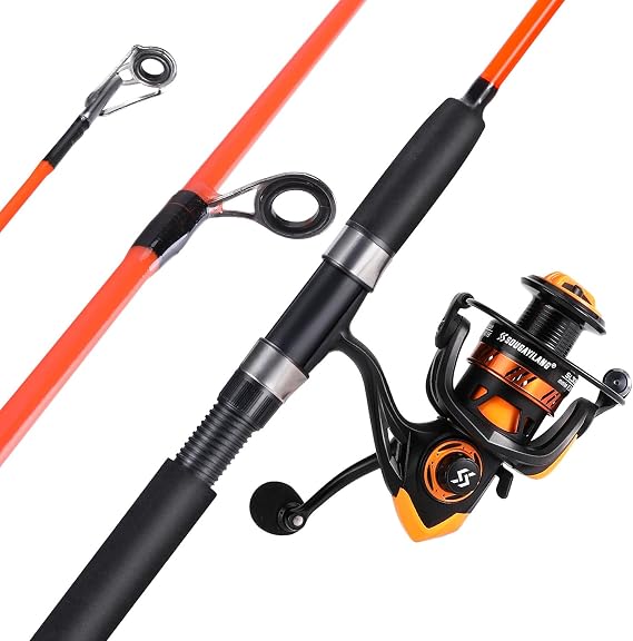 Sougayilang Catfish Fishing Rod and Reel Combo, 2-Piece Spinning Combo, Durable Graphite & Glass Blanks Fishing Pole for Crappie