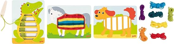 Goki 58679 Dibujos tejidos cocodrilo, perro, Caballo Skill Games, Multi-Coloured (Multi-Coloured)