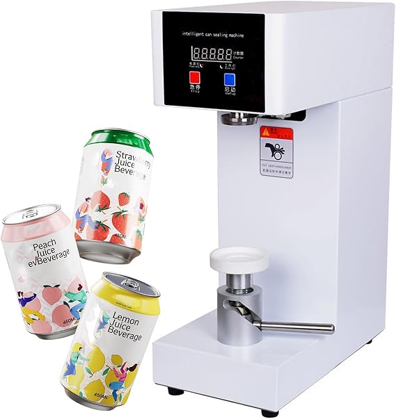 Automatic Can Sealing Machine, 180W Electric Can Sealer Commercial Can Sealer Machine, Height Adjustable Beverage Seal Machine for Various Iron Plastic Cans Auto Desktop Sealer