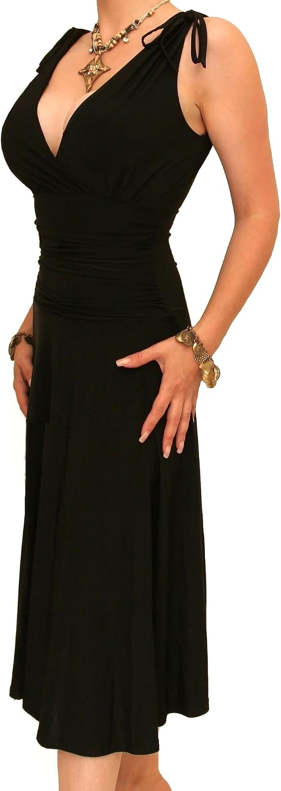 Blue Banana Women's Grecian Style Sleeveless Fit and Flare Knee Length Dress