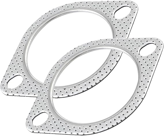 2 PCS Car Exhaust Gasket, 2.5" 2-Bolt Exhaust Flange Gasket, Car Accessories Standard Ultra Seal Exhaust Manifold Gasket Made of High Temp Gasket Material Replacement OEM#120-06310-0002