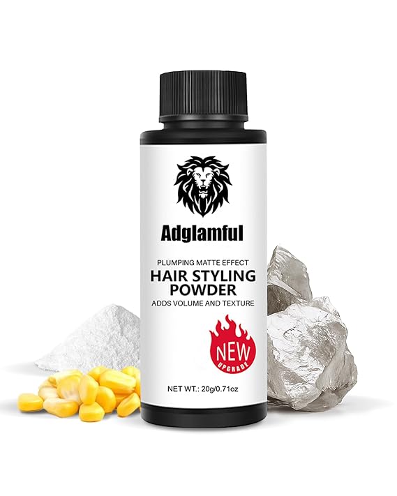 ADGLAMFUL Hair Styling Powder for Men 20g Root Lifting Volumizer & Texture Matte Finish, Oil Control, Strong Hold, Lightweight Hair Thickener for Fine & Thinning Hair, No Residue, Travel Size