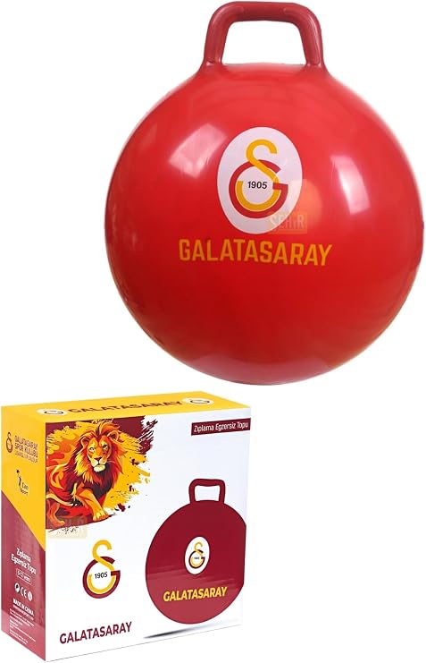 Galatasaray Lisanslı 6-12 Yaş Çocuklar için 55cm Zıp Zıp Eğlenceli Zıplama Egzersiz Aktivite Topu Pompa Hediyeli