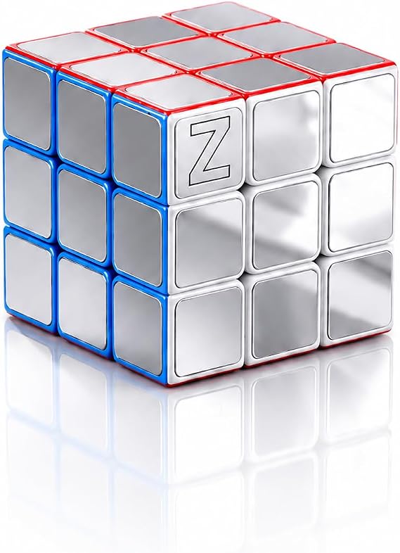 3x3 Z Silver Metal Speed Cube Magnetic Reflective Mirror,Sticker Magic Cube