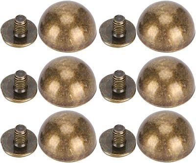Leather Rivets, 30 Sets 12MM Mushroom Dome Nailhead Studs Screw Button Cap Handbag Feet Accessories Bronze Coloured for Clothes Bag DIY Clothing Purse Bags Shoes Belts Wallet Craft Repair Decoration