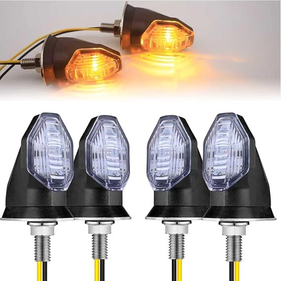 Motorcycle Turn Signals: 8MM Universal Front Rear Motorcycle Turn Signals Led-Amber Blinkers wtih Smoked Lens for Motorbike Dirtbike Ebike(4pcs)