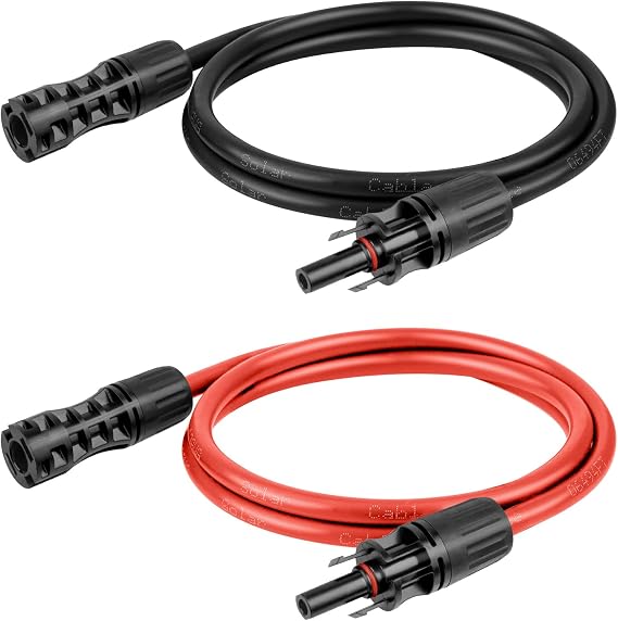 8 AWG Solar Extension Cable 3FT Black + 3FT Red, 8 Gauge Solar Panel Wire Male to Female Tinned Copper Wire for Solar Panel, Automotive, RV, Boat, Outdoors