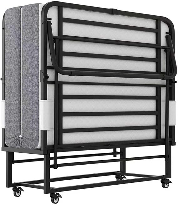 Espsilto 75''x46'' Folding Bed with Mattress for Adults, Large Size Roll Away Bed for Guest, Portable Folded Mattress