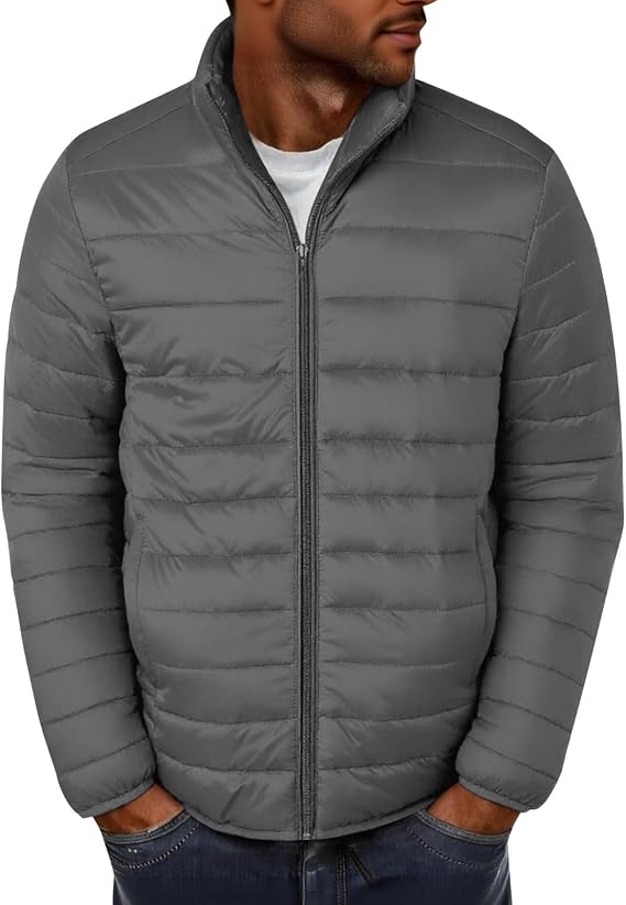 Puffer Jacket Men Lightweight Warm Winter Puffy Coat Casual Windbreaker Insulated Quilted Jacket Outfits