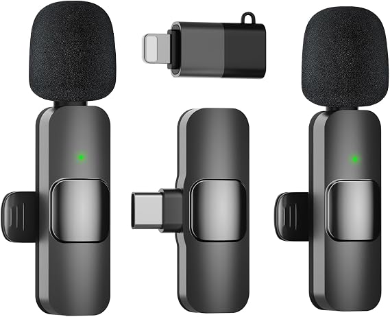 Professional Wireless Lavalier Microphone for iPhone and Android, Plug-and-Play Noise-Reducing Mini Microphone for Video Recording, Vlog, Tiktok, YouTube and Podcasting