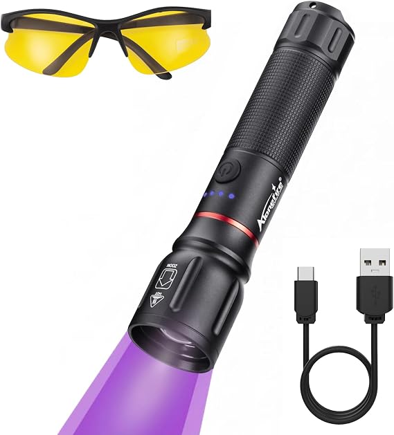 ALONEFIRE X107 365nm USB Rechargeable UV Flashlight 5W Zoomable Blacklight