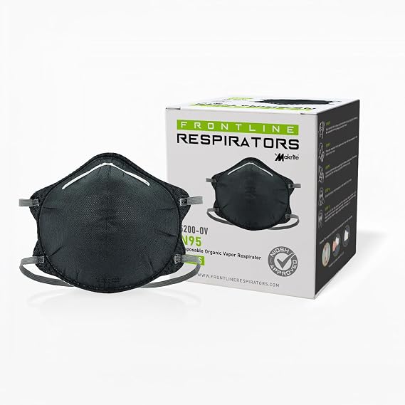 Frontline 5200-OV N95 Disposable Organic Vapor Respirator | Soft Inner Lining | Adjustable Nosepiece | Activated Carbon
