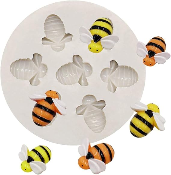 3D Bumble Bee with Honeycomb Silicone Mold, 7-Cavity for Chocolate, Soap, Fondant Cupcake Toppers, Resin & Candy Making
