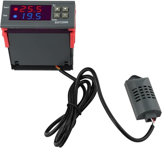 Humidity Controller SHT2000 Intelligent Digital Display Temperature Thermostat For Heating, Cooling, Humidifying Or Dehumidifying In Greenhouse, Workshop Or Storage(220V)