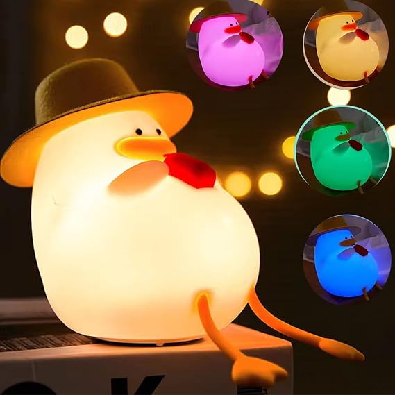 Existential Crisis Duck Lamp, Cute Duck Lamp Silicone Night Light, USB Rechargeable Nursery Lamp, Eye Caring Night Light Multicolor Night Lamp for Bedroom Gift