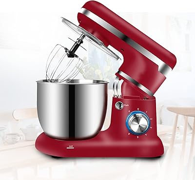 Stand Mixer, 1200W 6-Speed Tilt Head Kitchen Electric Food Dough Mixer, Kitchen Electric Mixer with Stainless Steel Bowl,Dough Hook,Whisk, Beater,red