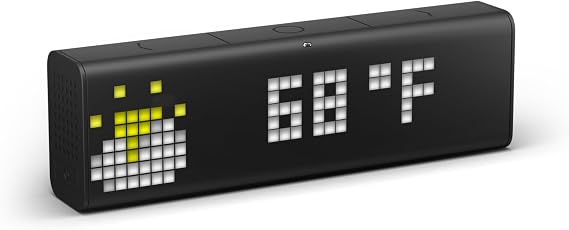 LaMetric TIME Wi-Fi Clock for Smart Home - Social Media Counter - Cinema Lightbox - Digital Alarm Clock with Weather - Retro Pixel Art Bluetooth Speaker with 37x8 LED Display