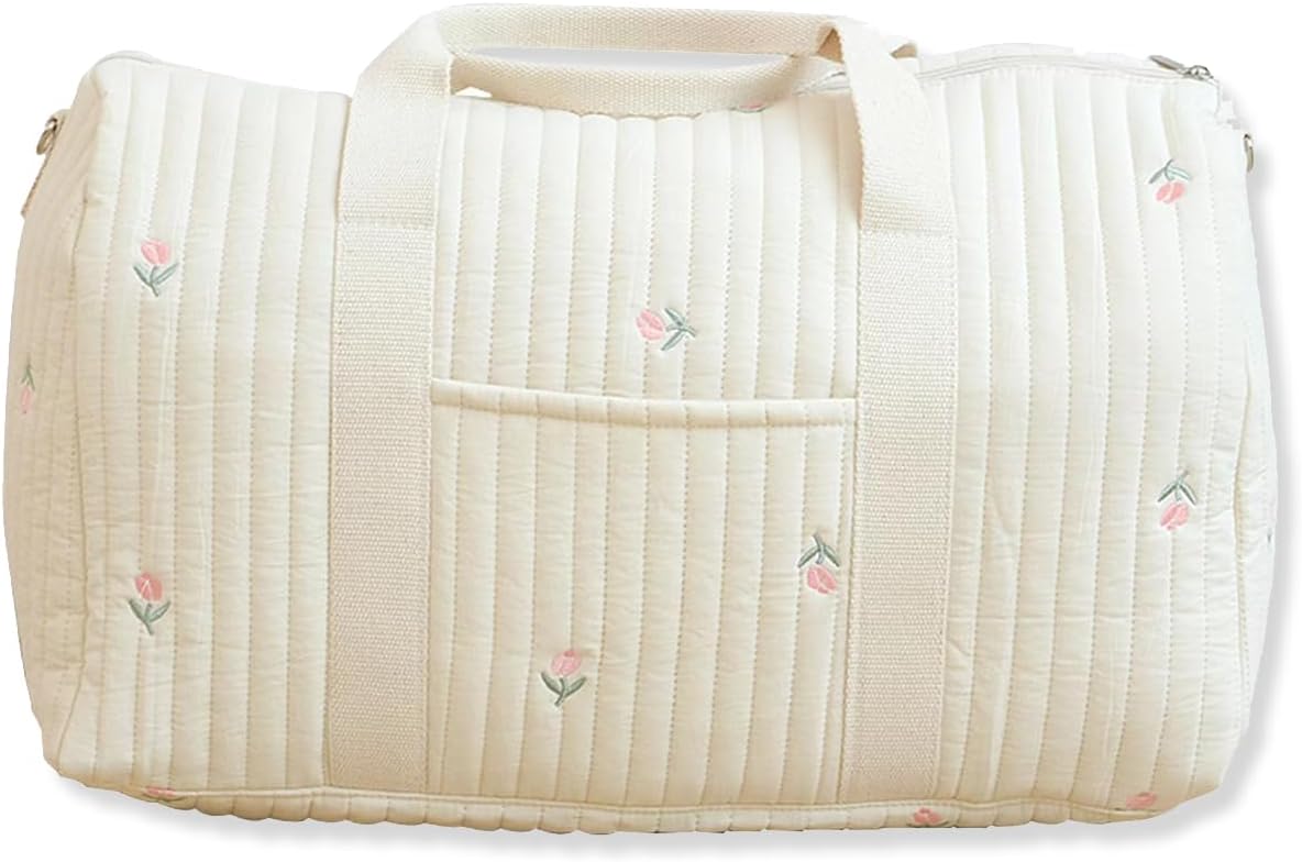 Large Capacity Embroidery Diaper Bag Tote,Lightweight Travel Duffel Bag Messenger Bag Nappy Changing Bag Mummy Bag