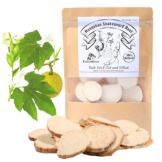 EidolonGreen Mongolian Snakegourd Root (Trichosanthes Kirilowii/Tian Hua Fen//Gua lou gen) 88g (3oz) Dried Root 100% Pure Natural Herb